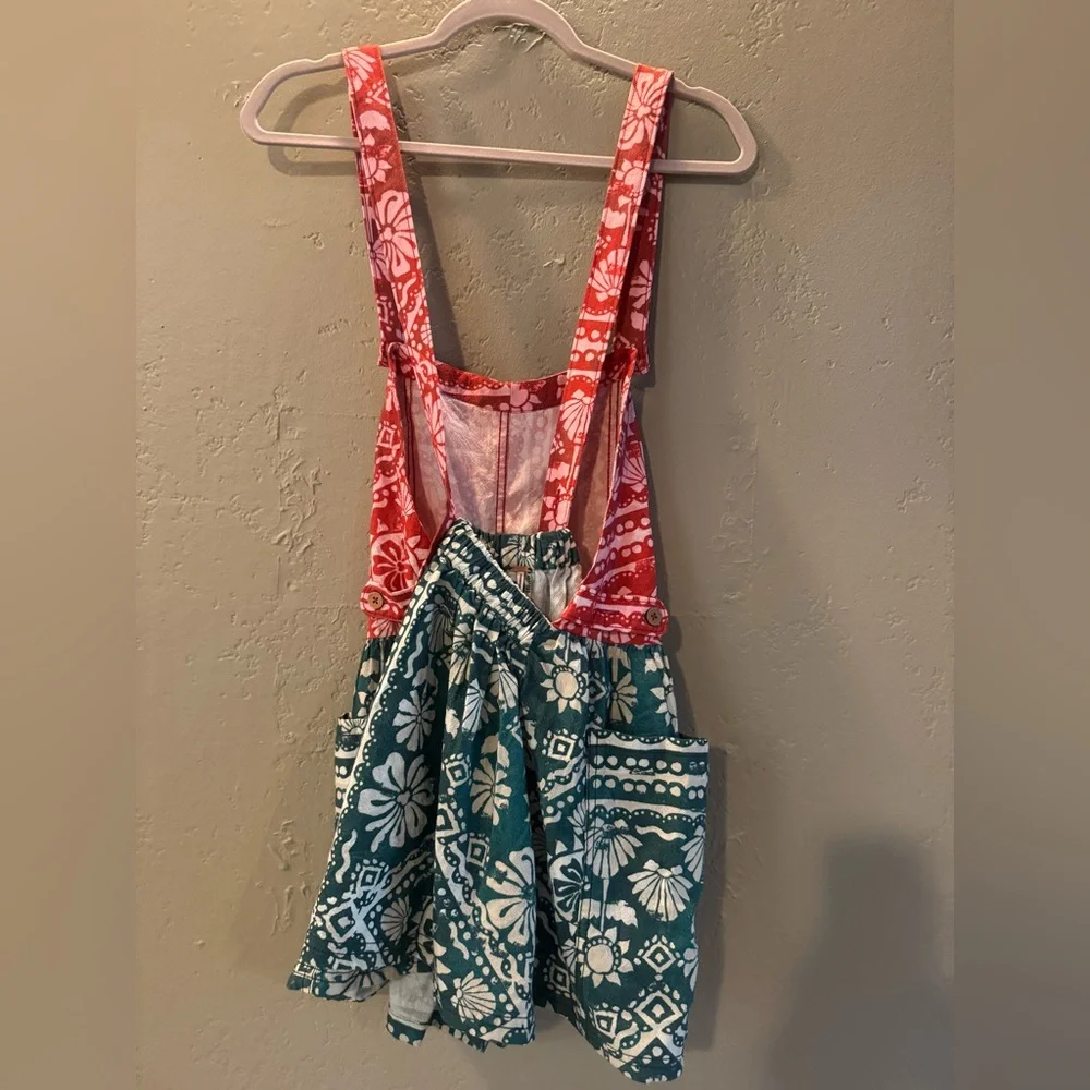 Free People Palm Bay Printed Shortalls Romper - M